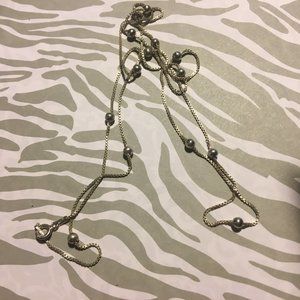 LONG 925 STERLING SILVER NECKLACE WITH SMALL BEADS